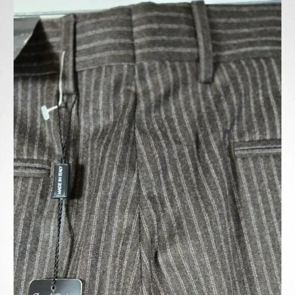 David Bishop NWT W34 X L30 Men's Black Pinstripe Dress Pants Made in Italy - Picture 8 of 14